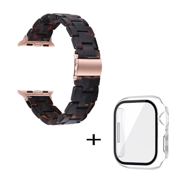Apple Watch SE 2022 (40mm) 3 helmen hartsityylinen kelloranneke kirkkaalla suojuksella - Tumma Kahvi Brown