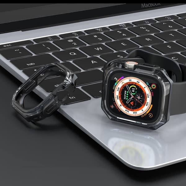 Apple Watch Series 7 / 8 / 9 41mm Watch Frame Case Bump Resistant+Flexible Smartwatch Edge Protector - Transparent Black Black