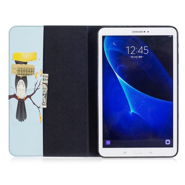 Samsung Galaxy Tab A 10.1 (2016) Charmerende læder etui - Ugle på gren Blue