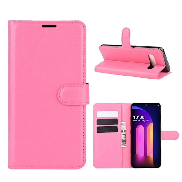 Classic LG V60 ThinQ 5G flip kuoret - Ruusu Pink