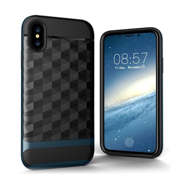 iPhone X Skal med modern rutig design - Blå Blå