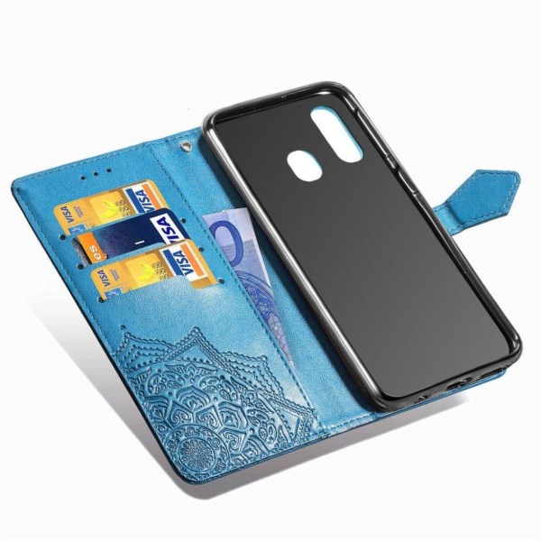 Mandala Samsung Galaxy A40 Flip etui - Blå Blue