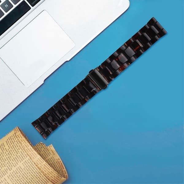 22 mm klokkerem i harpiksstil til Fossil-klokke - Mørkebrun Brown