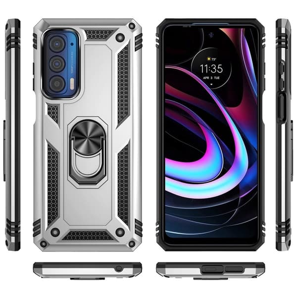 Bofink Combat Motorola Edge (2021) Suojakotelo - Hopea Silver grey