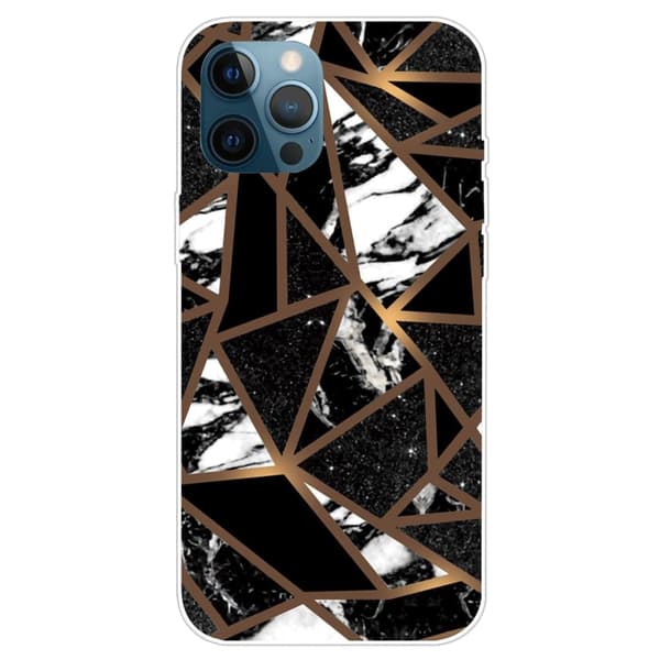 Marmordesign iPhone 14 Pro Max deksel - Fragmenter Av Svarte Fliser Multicolor