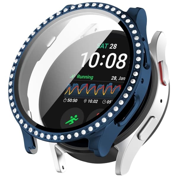 Samsung Galaxy Watch7 44mm Bling Case Electroplating Bump Resistant Watch Cover with Built-In Screen Protector - Midnight Blue Blue