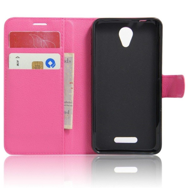 Mankell Alcatel Pop 4 Lychee Textur Fodral - Varm Rosa Rosa