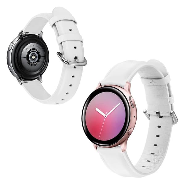 Samsung Galaxy Watch Active 2 - 44mm ægte læder Urrem - Hvid White