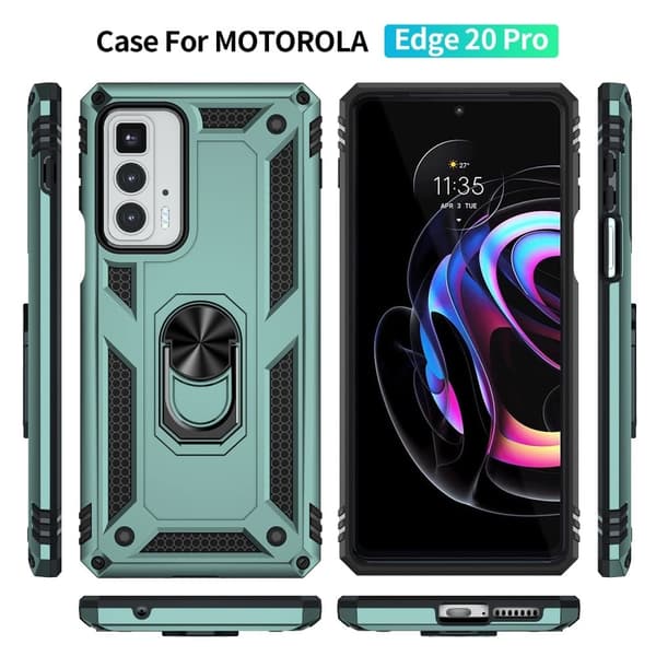 Ring Guard - Motorola Edge 20 Pro - Mustanvihreä Green