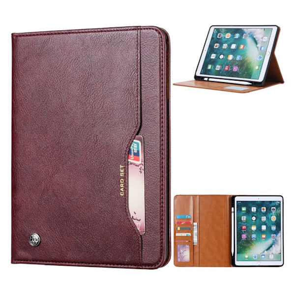 iPad 10.2 (2020) holdbar læder flip etui - vinrød Red