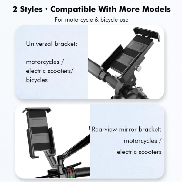 Universal QX-21 holder til telefon på cykelstyret Black