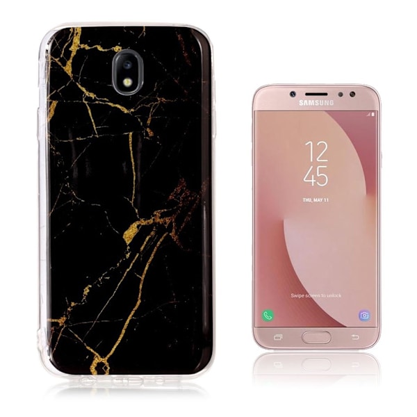 Marmormotiv Samsung Galaxy J7 (2017) skal - Svart/Guld multifärg