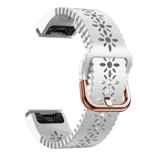 Silikoninen kukkakuvioinen kellohihna Garmin-kelloon - Valkoinen White