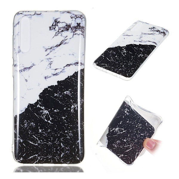 Marble design Samsung Galaxy A70 kotelot - Tyyli O Black