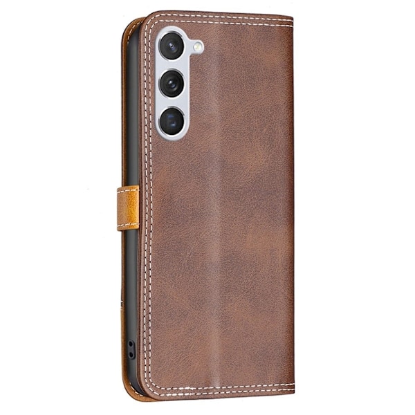 BINFEN kaksivärinen nahkakotelo Samsung Galaxy S23 - Kahvi Brown