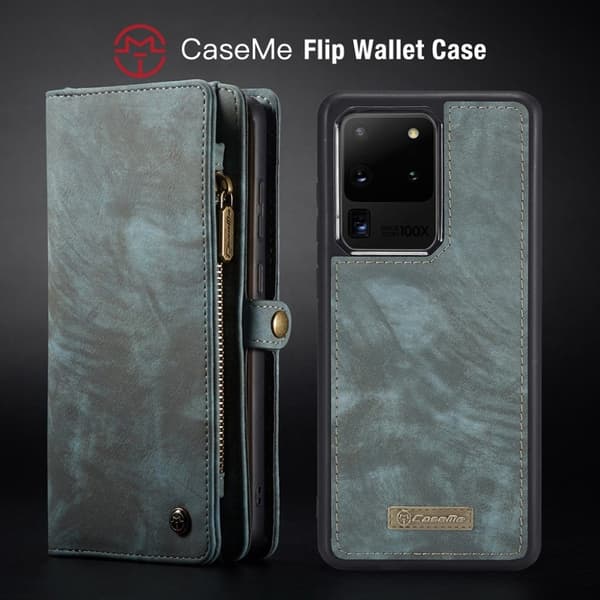 CaseMe Samsung Galaxy S20 Ultra Zipper Wallet Etui - Blå Blue