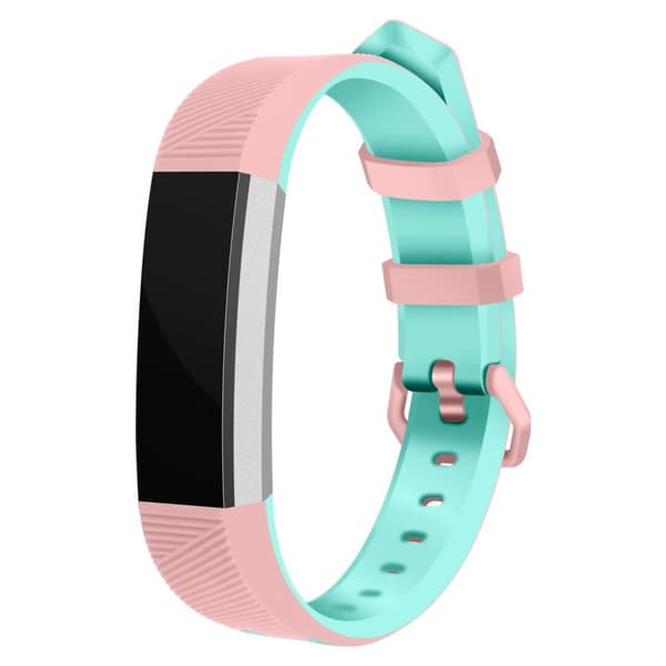 Fitbit Alta erstatnings urrem i silikone med to farvet design - Tyrkis/Lyserød Multicolor