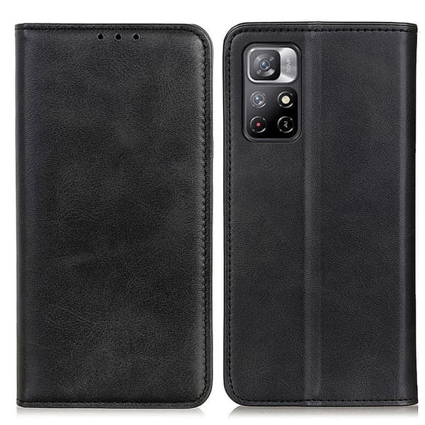 Flip Etui med Pung i Ekte Lær til Xiaomi Redmi Note 11T 5G / Note 11s 5g - Svart Black