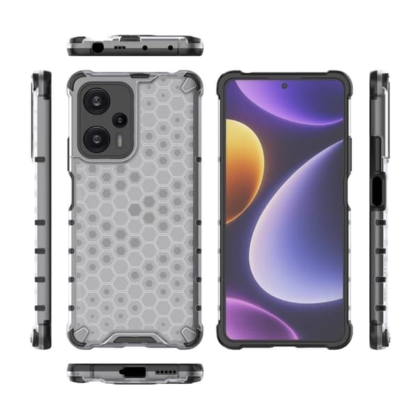 Bofink Honeycomb Xiaomi Poco F5 / Redmi Note 12 Turbo Etui - Grå Silver grey