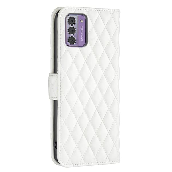 Rombuskuvioinen matta läppäkotelo Nokia G42 - Valkoinen White