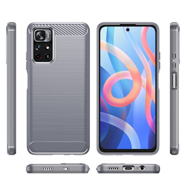 Carbon Flex Xiaomi Redmi Note 11T 5G / Xiaomi Poco M4 Pro 5G skal - Silver/Grå Silvergrå