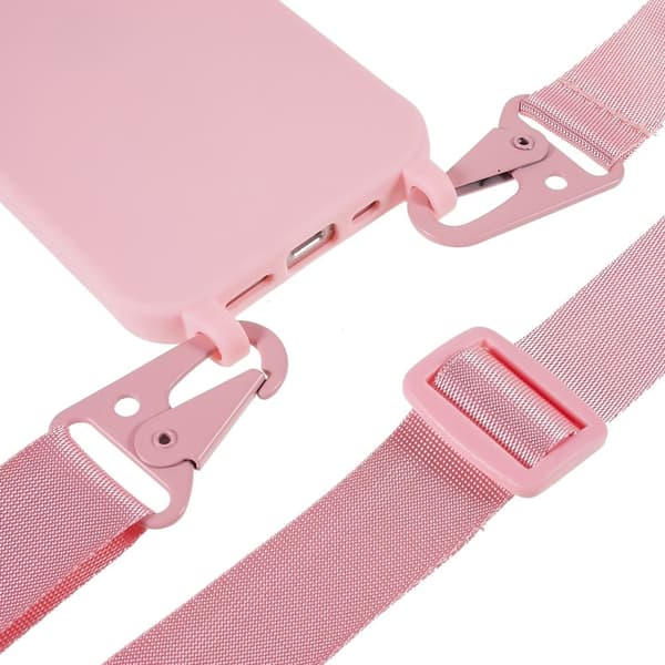 Tynt TPU-deksel med matt finish og justerbar stropp til iPhone 11 - Rosa Pink