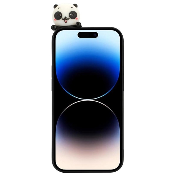 Cute 3d iPhone 14 Pro Suojakotelo - Three Pandas Black