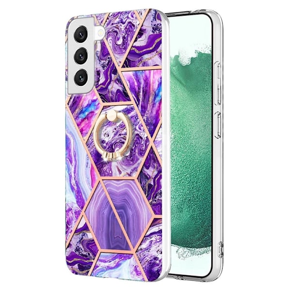 Marmormotiv Samsung Galaxy S22 Plus skal - Mörklila Lila