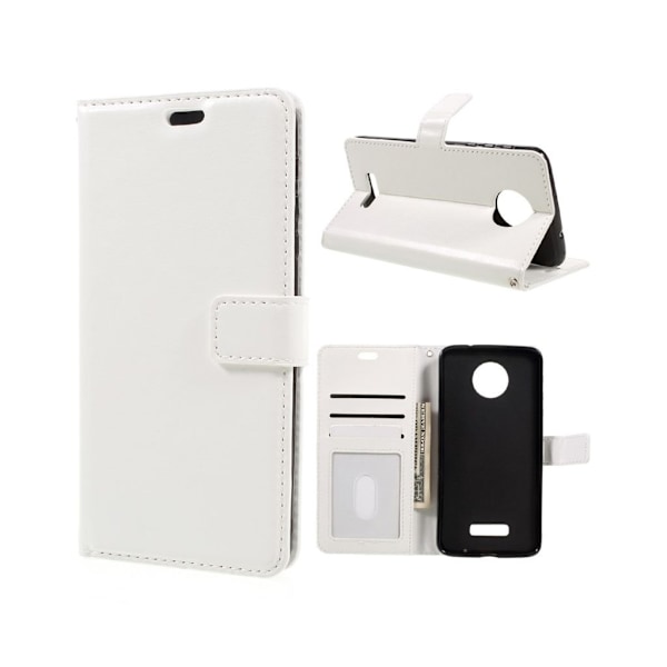 Motorola Moto Z stilfuldt læder-etui m. indbygget stander - Hvid White