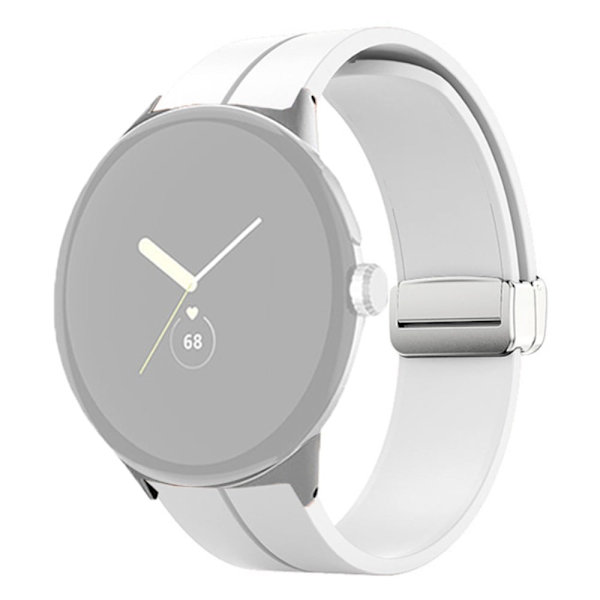 Google Pixel Watch-klokkerem i silikon - Sølvspenne / Hvit White