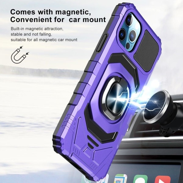 Durable hard plastic cover with soft inside and kickstand for iP Purple
