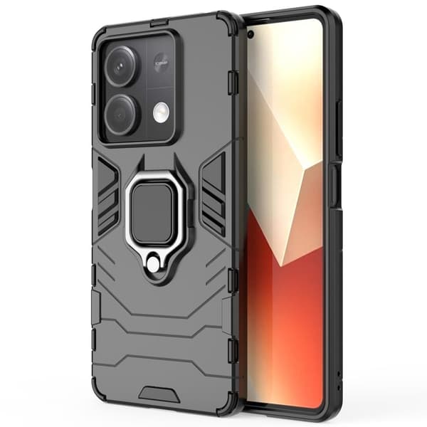 Hybrid Xiaomi Redmi Note 13 5G  cover med støttefod og bilmontering - Sort Black