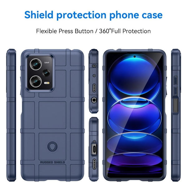 Rugged Shield Etui Xiaomi Redmi Note 12 Pro - Blå Blue