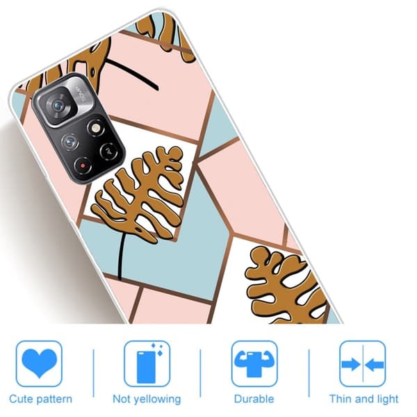 Marmormotiv Xiaomi Redmi Note 11T 5G skal - Tonblad I Rosa Och Blått multifärg