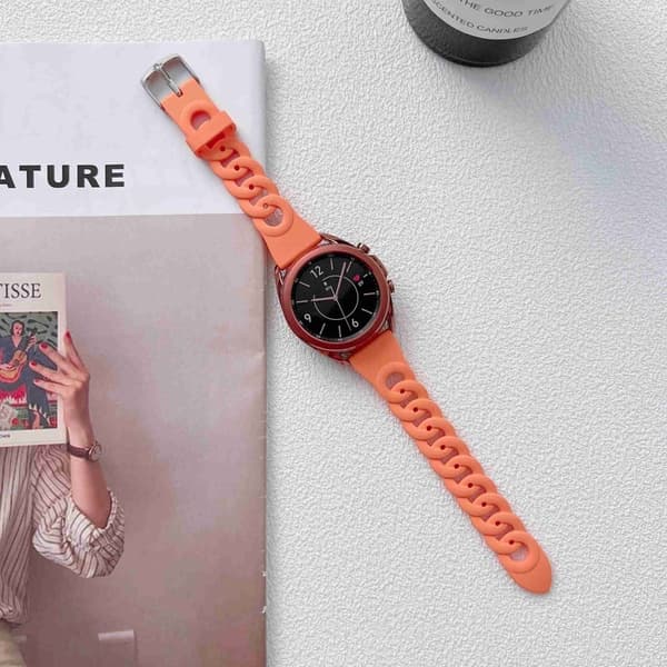 20 mm universal klokkerem i silikon med kul sirkeldesign - Oransje Orange