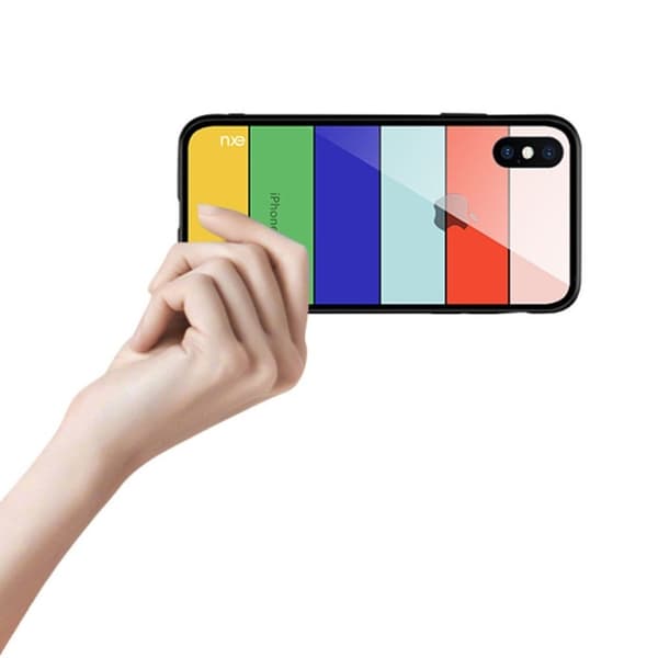 NXE iPhone Xs mobilskal härdat glas silikon transparent design – Stil B multifärg