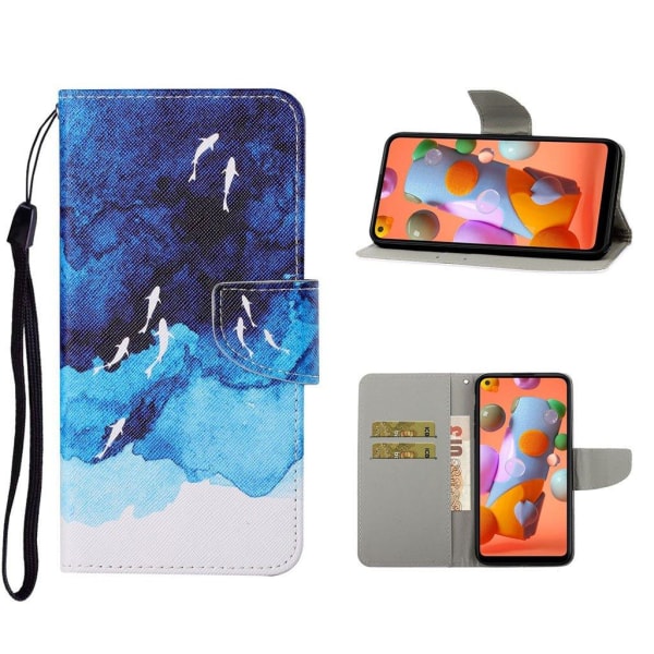 Wonderland Samsung Galaxy A21s Flip etui - Fishes in Blue Sea Blue