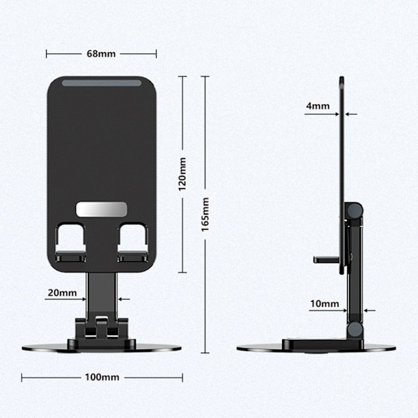 Universalbeslag til telefon og tablet i aluminiumslegering - Sort Black