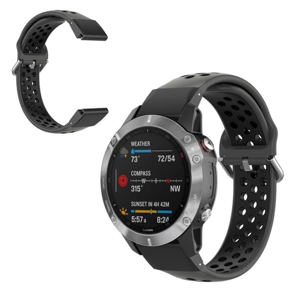 Bifarvet urrem til Garmin Fenix-ur - Sort Black