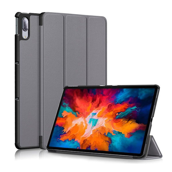 Lenovo Tab P11 Pro läderfodral med tre flikar - Grå Silvergrå