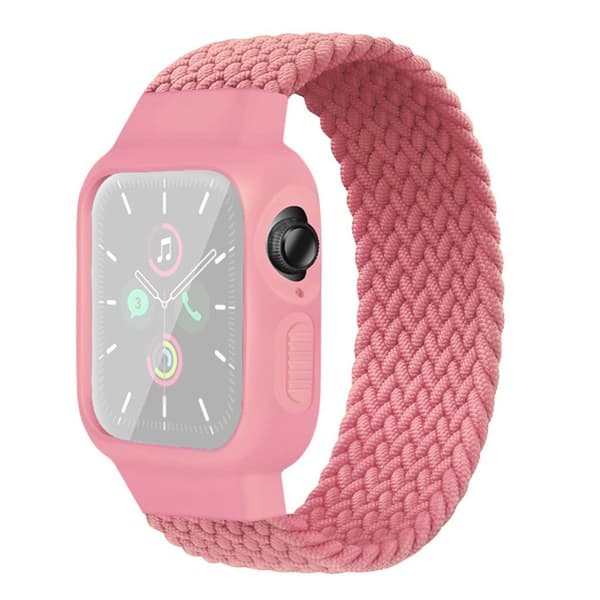 Apple Watch Series 6 / 5 44mm nylonflettet urrem - Lyserød / Lyserød Pink