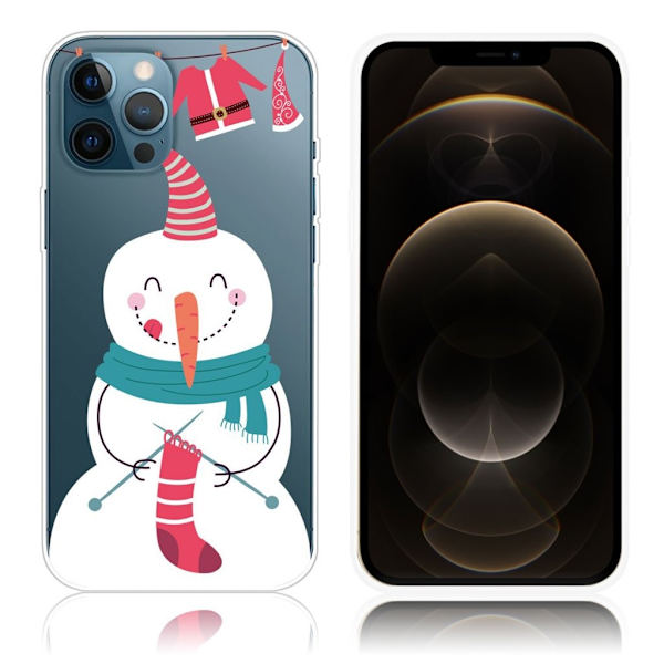Juleetui til iPhone 12 Pro Max - Snemand Med Strikkede Sokker White