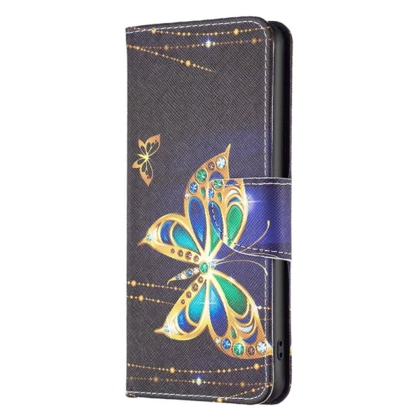 Wonderland Samsung Galaxy S23 Flip Etui - Jewelry Sommerfugl Gold