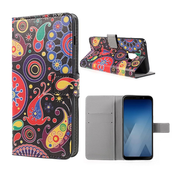 Samsung Galaxy A8 (2018) mønstret PU læder flip etui - Abstrakt Mønster Multicolor