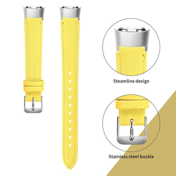 Samsung Galaxy Fit lehmännahkainen nahkaranneke - Keltainen Yellow