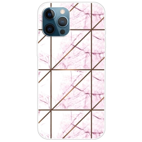 Marmormotiv iPhone 14 Pro Max skal - Vit I Fyrkantig Strike-Marmor Rosa