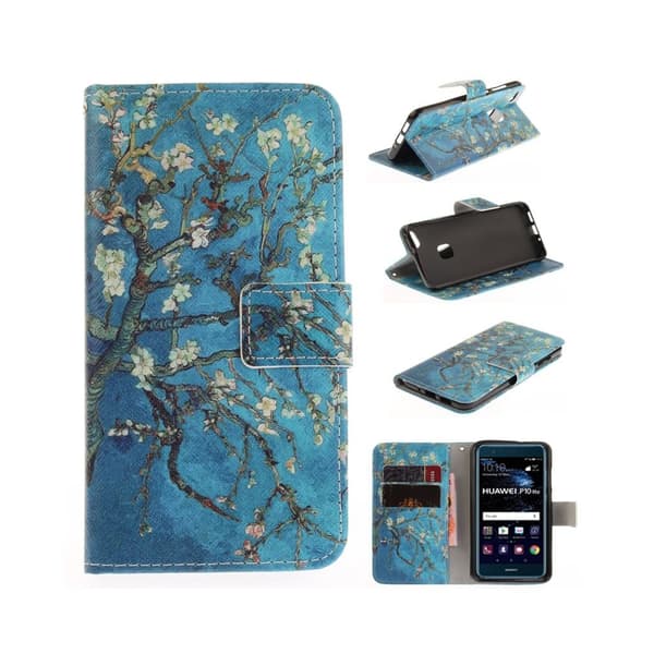 Huawei P10 Lite Etui laget av kunstlær og silikon – Mandel tre Multicolor