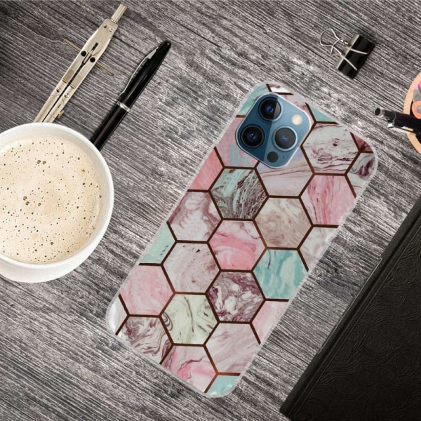 Marble design iPhone 14 Pro kotelot - Hunajakenno Marmori Kuvio Multicolor