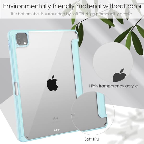 iPad Pro 11 (2021) transparent TPU + PU-läder flipfodral - Baby Blå Blå