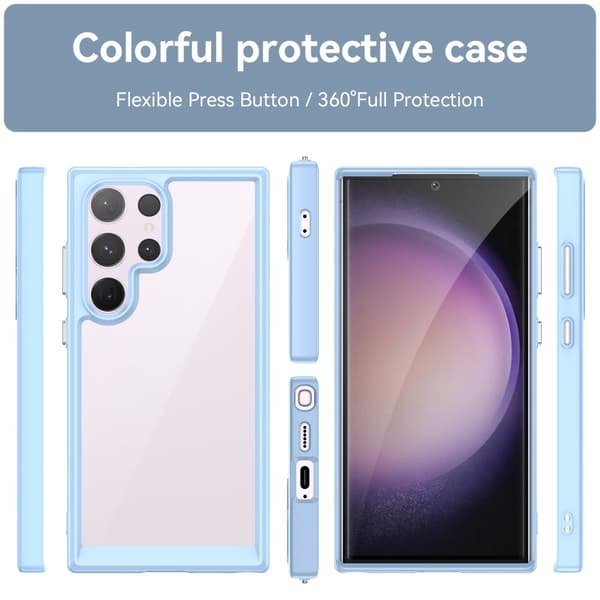 Samsung Galaxy S24 Ultra smart akryl cover - Blå Blue